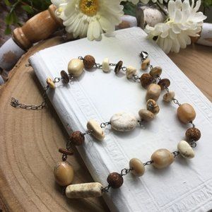 Silpada Multi Stones Whites & Browns Necklace